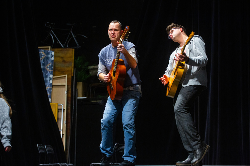 Jiří Hejcman zkouší roli tatínka Pepy, kterého ve filmu hrál Pavel Nový