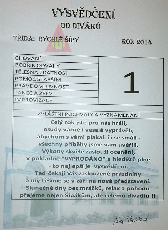 Rychlé šípy - Vysvědčení 072014 - autor Nina Pavlíková