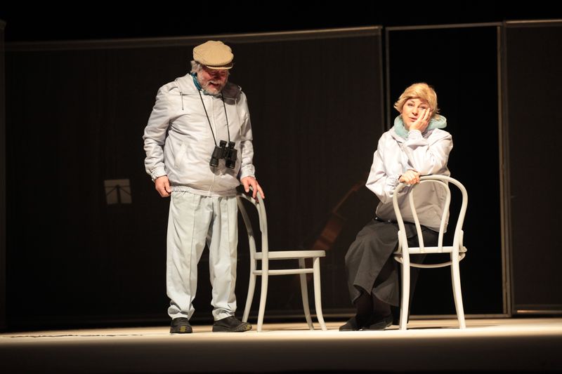 jako Erika Frost v inscenaci Denní dům, noční dům, vlevo Vladimír Doskočil (Franz Frost) - foto Jan Karásek