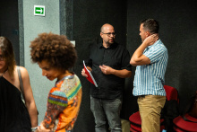 Farma zvířat - zahajovací zkouška_autor hudby Jakub Krajíček a umělecký šéf SD Lukáš Kopecký_foto: Kuba Jíra