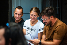 Farma zvířat - zahajovací zkouška_Jiří Hejcman, Pavlína Hejcmanová a Lukáš Matěj_foto: Kuba Jíra