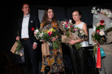 Vosa - premiéra_režisér Lukáš Kopecký, dramaturgyně Iva Šulajová a herečky Tereza Novotná a Petra Staňková_foto: Filip Fojtík